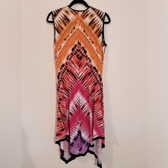 Peter Nygard Women’s Midi Dress Size 10 Pink Abstract Asymmetrical Lagenlook - Picture 3 of 14